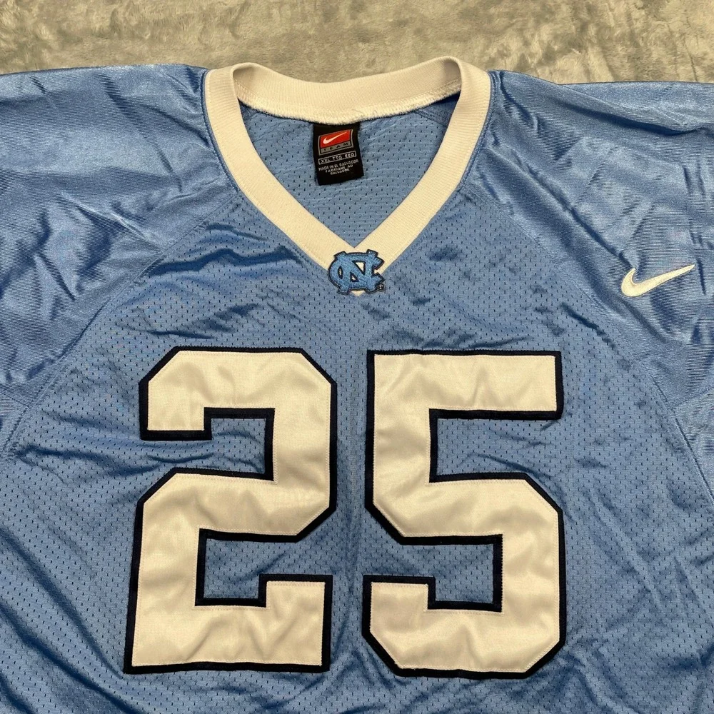 Vintage Y2K Nike‎ Football Jersey Men North Carolina Tar Heels Blue UNC 25 2XL